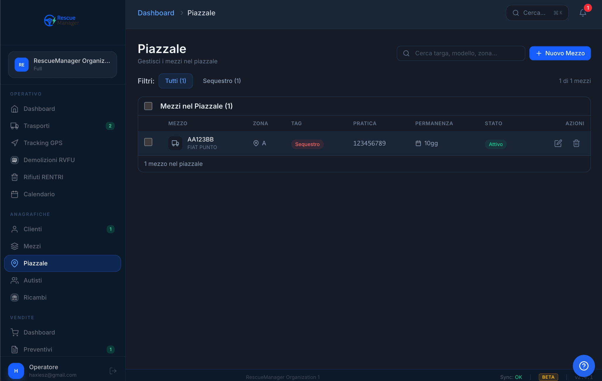 Gestione piazzale RescueManager