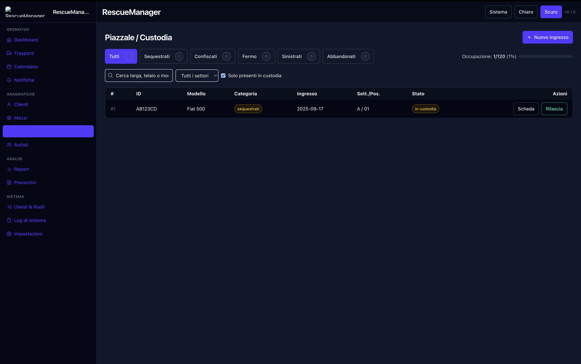 Gestione piazzale RescueManager